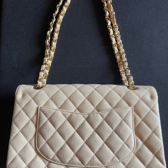 NEW CHANEL Classic Caviar Medium Double Flap Bag Beige Clair Gold Hardware - Picture 7 of 16